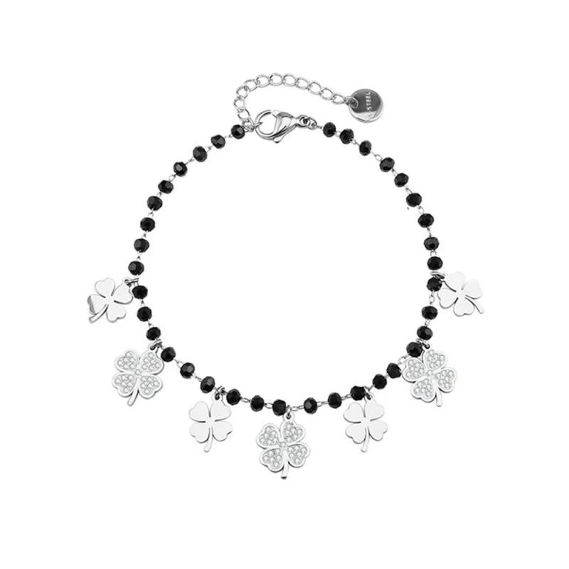 Women Summer Accessories Bracelet Stainless Steel Charms Crystal Beads Chain