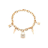 Boho Rhinestone Lock Key Charms Bracelet Women Jewelry Gift