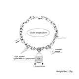 Boho Rhinestone Lock Key Charms Bracelet Women Jewelry Gift