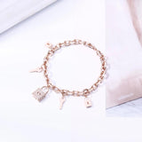 Boho Rhinestone Lock Key Charms Bracelet Women Jewelry Gift
