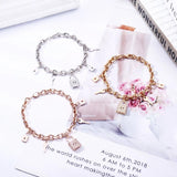 Boho Rhinestone Lock Key Charms Bracelet Women Jewelry Gift
