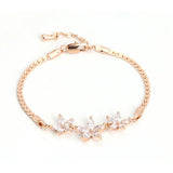 Clear Flower Rhinestone Chain Bracelet Rose Jewelry For Women