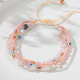 Pink Layered Matching Bracelets for Women Natural Stone Beads