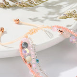 Pink Layered Matching Bracelets for Women Natural Stone Beads
