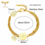 Evil Eye Bracelets Multilayer Golden Stainless Steel Chain Cuban Link