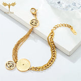 Evil Eye Bracelets Multilayer Golden Stainless Steel Chain Cuban Link