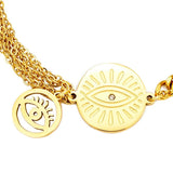Evil Eye Bracelets Multilayer Golden Stainless Steel Chain Cuban Link