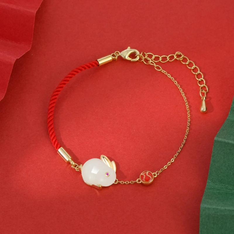 Retro Rabbit Pendant Bracelet Zodiac Year Red Rope Couple Bracelet