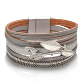 Women's Metal Leaves Charm Wide Bracelet