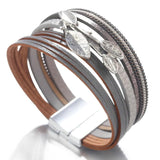 Women's Metal Leaves Charm Wide Bracelet
