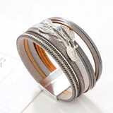 Women's Metal Leaves Charm Wide Bracelet
