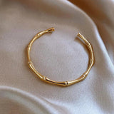 Bamboo Joint Cuff Bangle For Women Metal Charm Jewelry N117