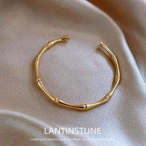 Bamboo Joint Cuff Bangle For Women Metal Charm Jewelry N117