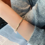 Bamboo Joint Cuff Bangle For Women Metal Charm Jewelry N117