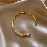 Bamboo Joint Cuff Bangle For Women Metal Charm Jewelry N117