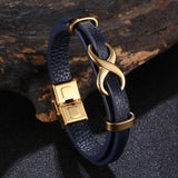 Leather Bracelet Infinity Logo Stainless Steel Men's Bracelet