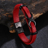 Leather Bracelet Infinity Logo Stainless Steel Men's Bracelet