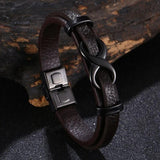 Leather Bracelet Infinity Logo Stainless Steel Men's Bracelet