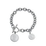 Coin Portrait Charm Bracelet Bangle Steampunk Lock Chain Bracelets
