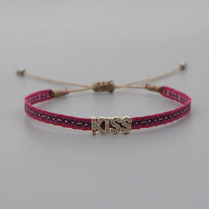KKBEAD Unisex Braided Bracelet Rhinestone Charm Bracelets