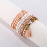Ethnic Tassel Wrap Bracelet & Bangle Set for Women