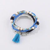 Ethnic Tassel Wrap Bracelet & Bangle Set for Women