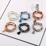 Ethnic Tassel Wrap Bracelet & Bangle Set for Women