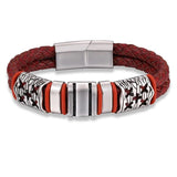 Punk Real Gray Braided Leather Bracelet Men's Retro Wristband