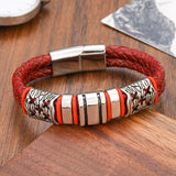 Punk Real Gray Braided Leather Bracelet Men's Retro Wristband