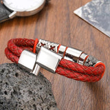 Punk Real Gray Braided Leather Bracelet Men's Retro Wristband