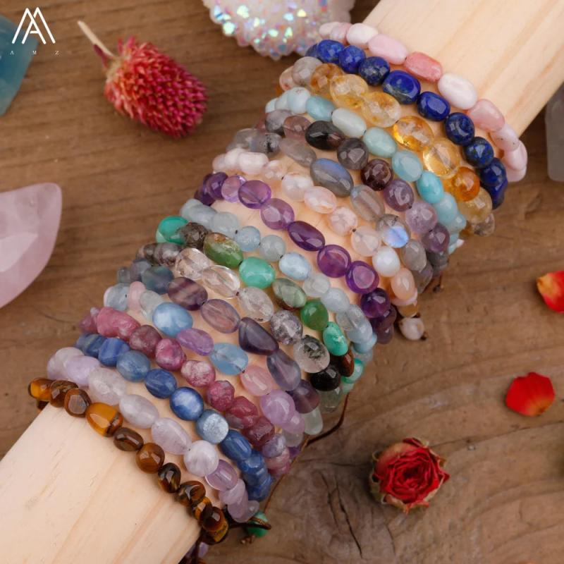 Gemstone Chip Beads Knot Braided Bracelet Crystal Beads Woven Adjustable Bracele