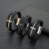 Punk Style Multicolor Cross Bracelet Men's Jewelry