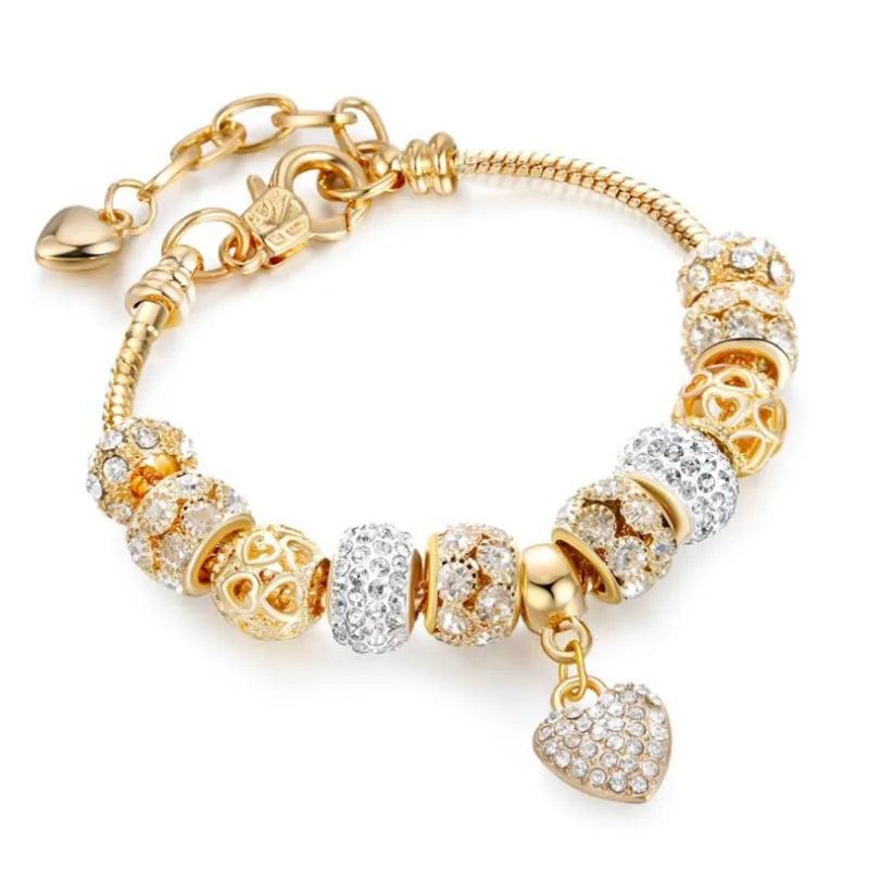 Crystal Heart Charm Bracelet Tassel Women's Jewelry