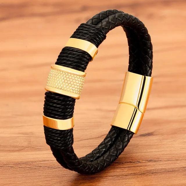 Punk Multilayer Braid Bracelet Men Homme Pulseras Jewelry