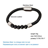 Men's Multilayer Leather Beads Bracelet Stainless Steel Clasp Bangle