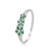 Green/Red Flowers Zircon Bangle Bracelet 58mm - No Skin Allergy