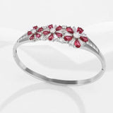 Green/Red Flowers Zircon Bangle Bracelet 58mm - No Skin Allergy