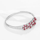Green/Red Flowers Zircon Bangle Bracelet 58mm - No Skin Allergy