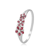 Green/Red Flowers Zircon Bangle Bracelet 58mm - No Skin Allergy