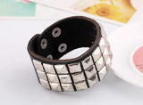 Wide Leather Cuff Bracelet Rivets Charms Unisex Bangle