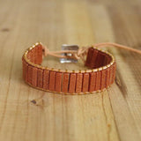 Bohemia Leather Wrap Bracelet & Bangle Sandstone Beaded Cuff Bangle