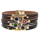 Women's Leather Charm Bracelets Glass Magnet Jewelry