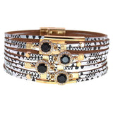 Women's Leather Charm Bracelets Glass Magnet Jewelry