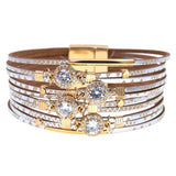 Women's Leather Charm Bracelets Glass Magnet Jewelry