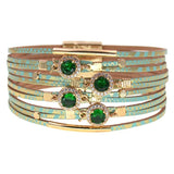 Women's Leather Charm Bracelets Glass Magnet Jewelry
