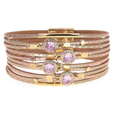 Women's Leather Charm Bracelets Glass Magnet Jewelry
