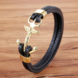 Vintage Braided Leather Bracelets for Men Women Anchor Charm Jewelry