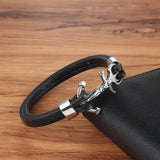 Vintage Braided Leather Bracelets for Men Women Anchor Charm Jewelry