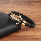 Vintage Braided Leather Bracelets for Men Women Anchor Charm Jewelry