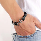 Vintage Braided Leather Bracelets for Men Women Anchor Charm Jewelry